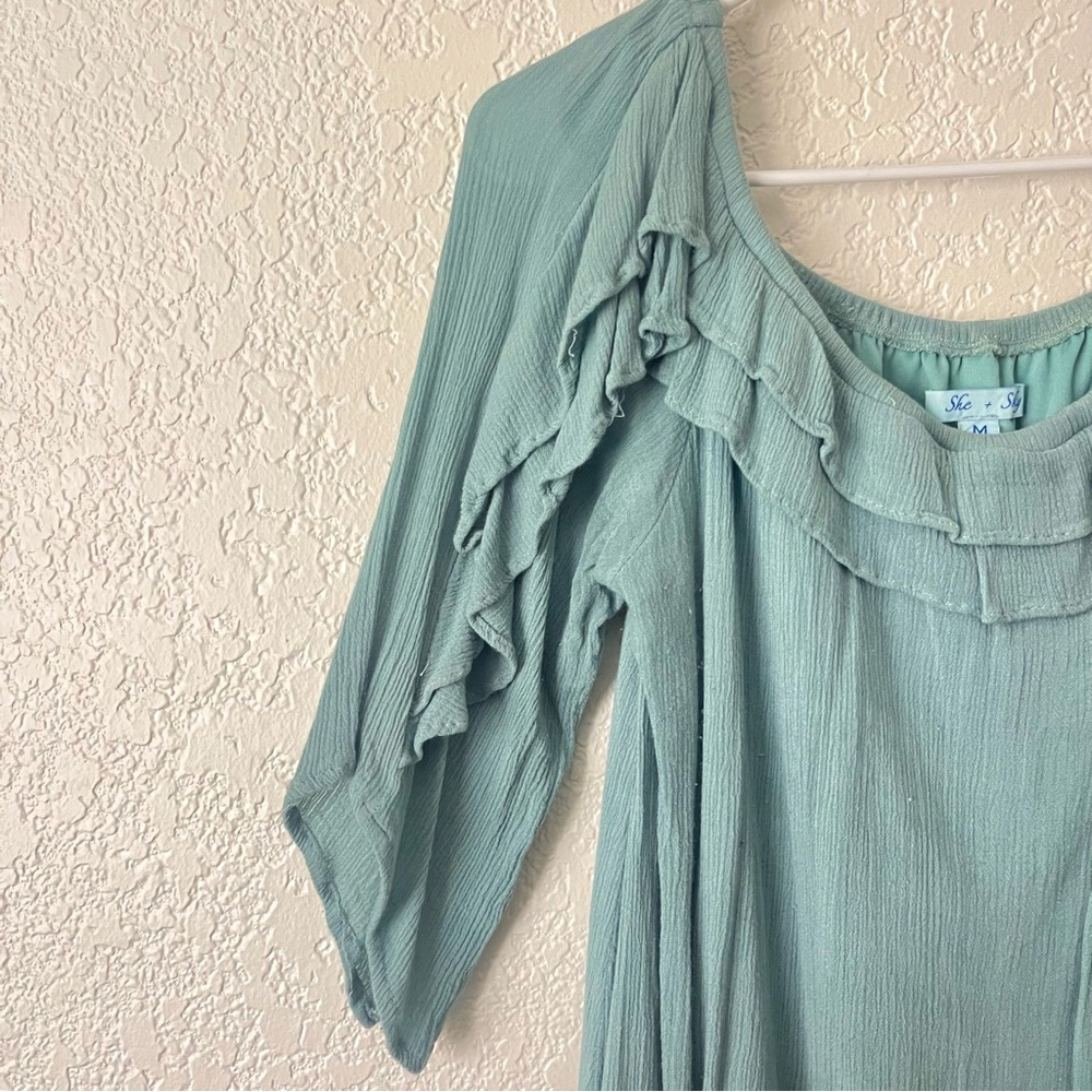 Teal Ruffle Dress - Picture 5 of 6